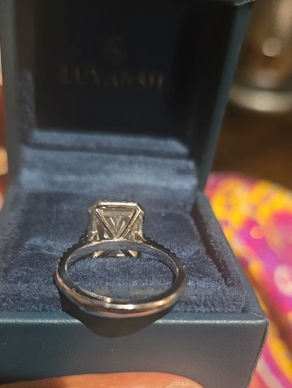 Platinum Radiant Halo Diamond Engagement Ring Sz 8